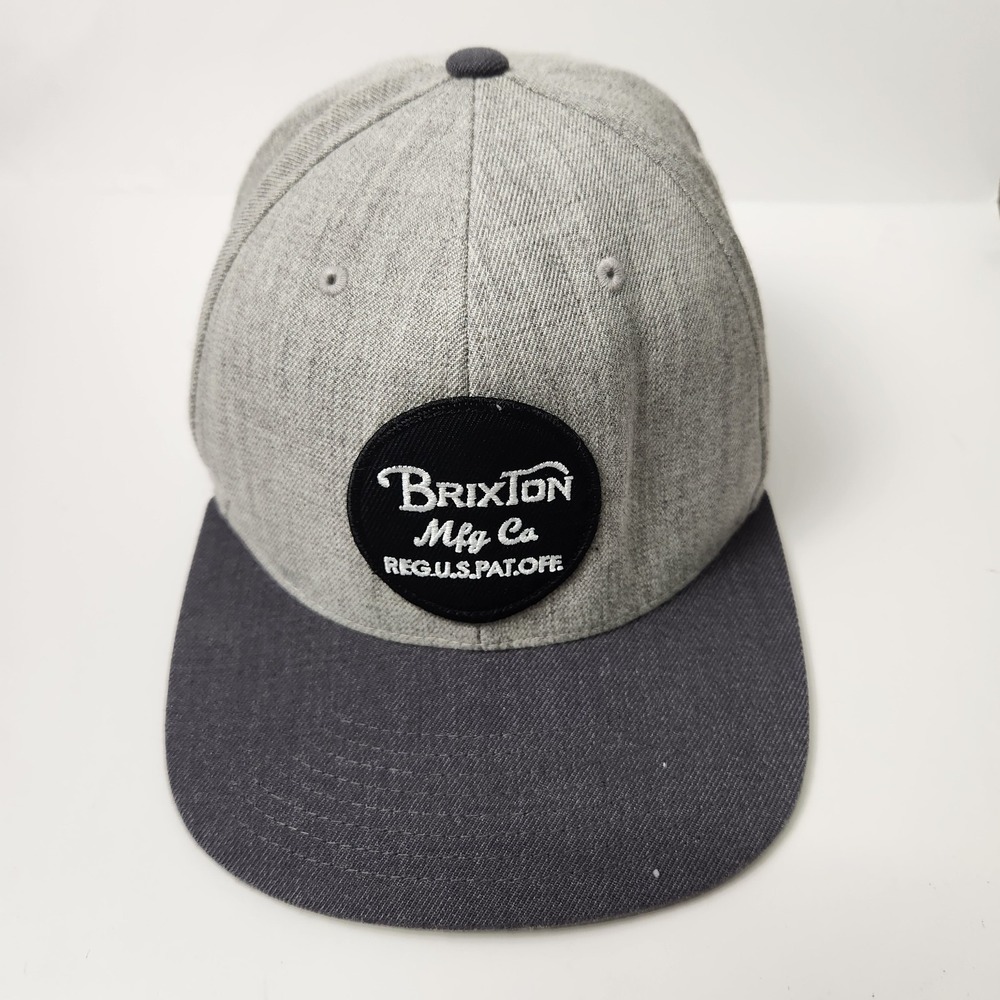 Brixton Hat Cap Snap Back Gray Black Patch Two Tone Flat‎ Bill Mens Streetwear
